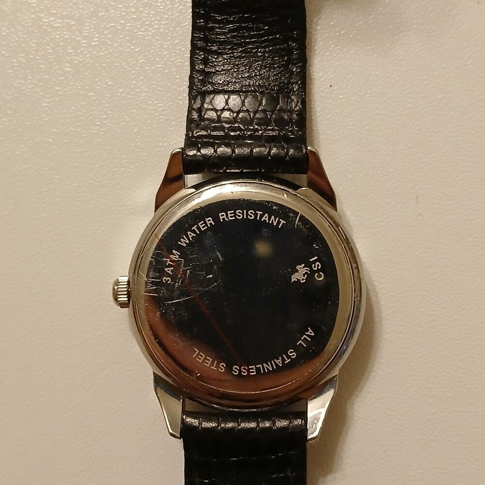 Gallaudet CSI Women's Silver Tone Dial Swiss Black Leather Band Watch WR 3ATM - Picture 3 of 12